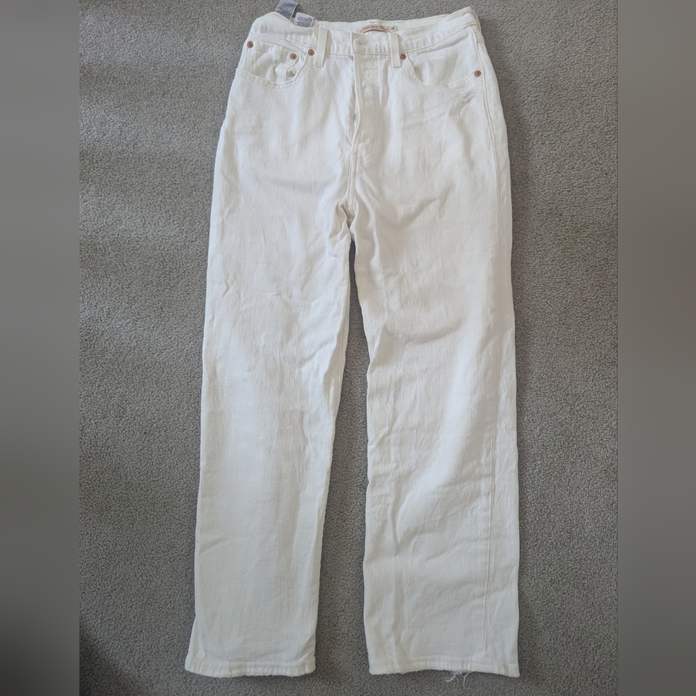 Levi's White Ribcage Straight Ankle Jeans
